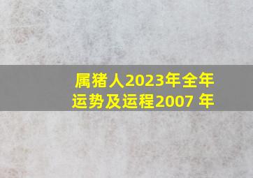 属猪人2023年全年运势及运程2007 年